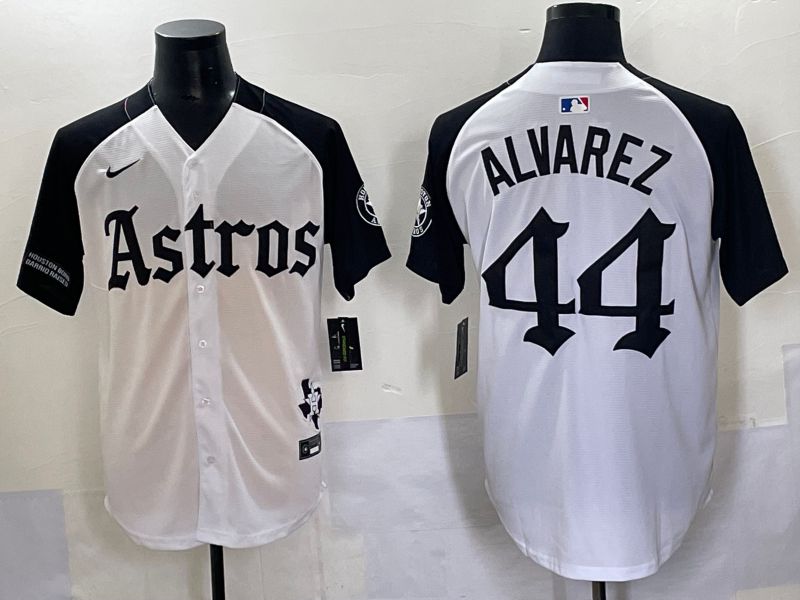 Men 2025 Houston Astros 44 Alvarez White Black Five generations Joint Name Nike MLB Jersey style 11